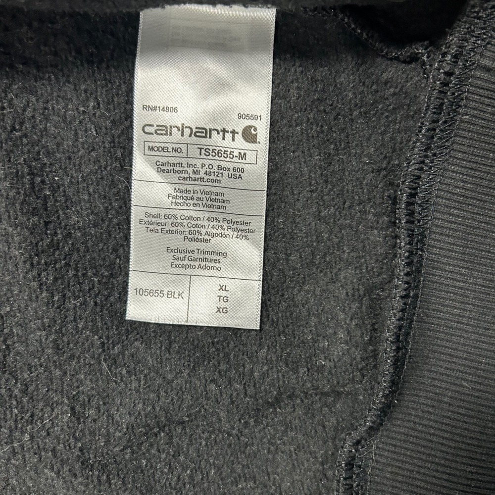 Carhartt Force Full Zip Hoodie Mens XL Black Relaxed Fit TS5655-M Sweatshirt - Picture 6 of 6